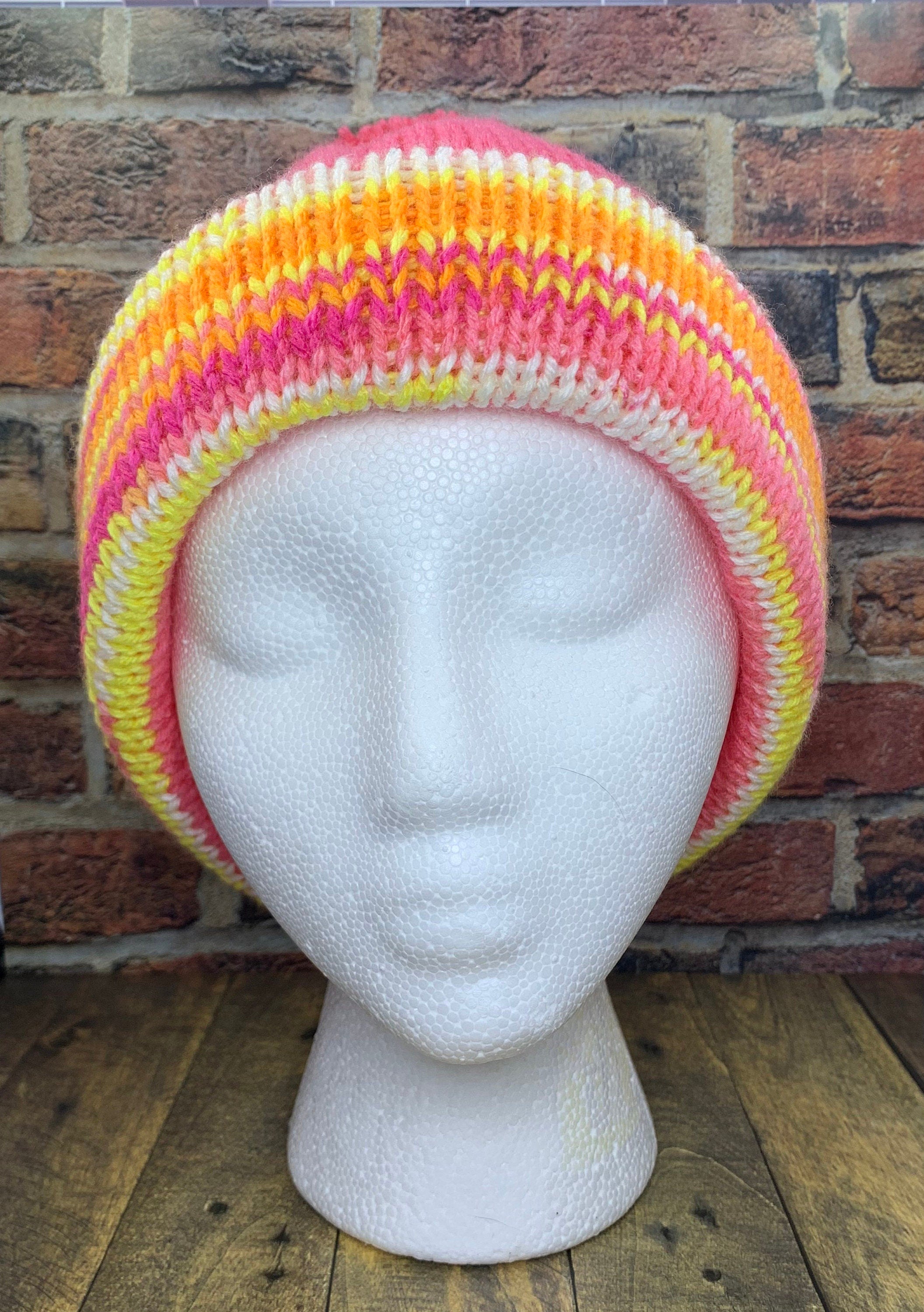 Pink and Sunset Knit Hat