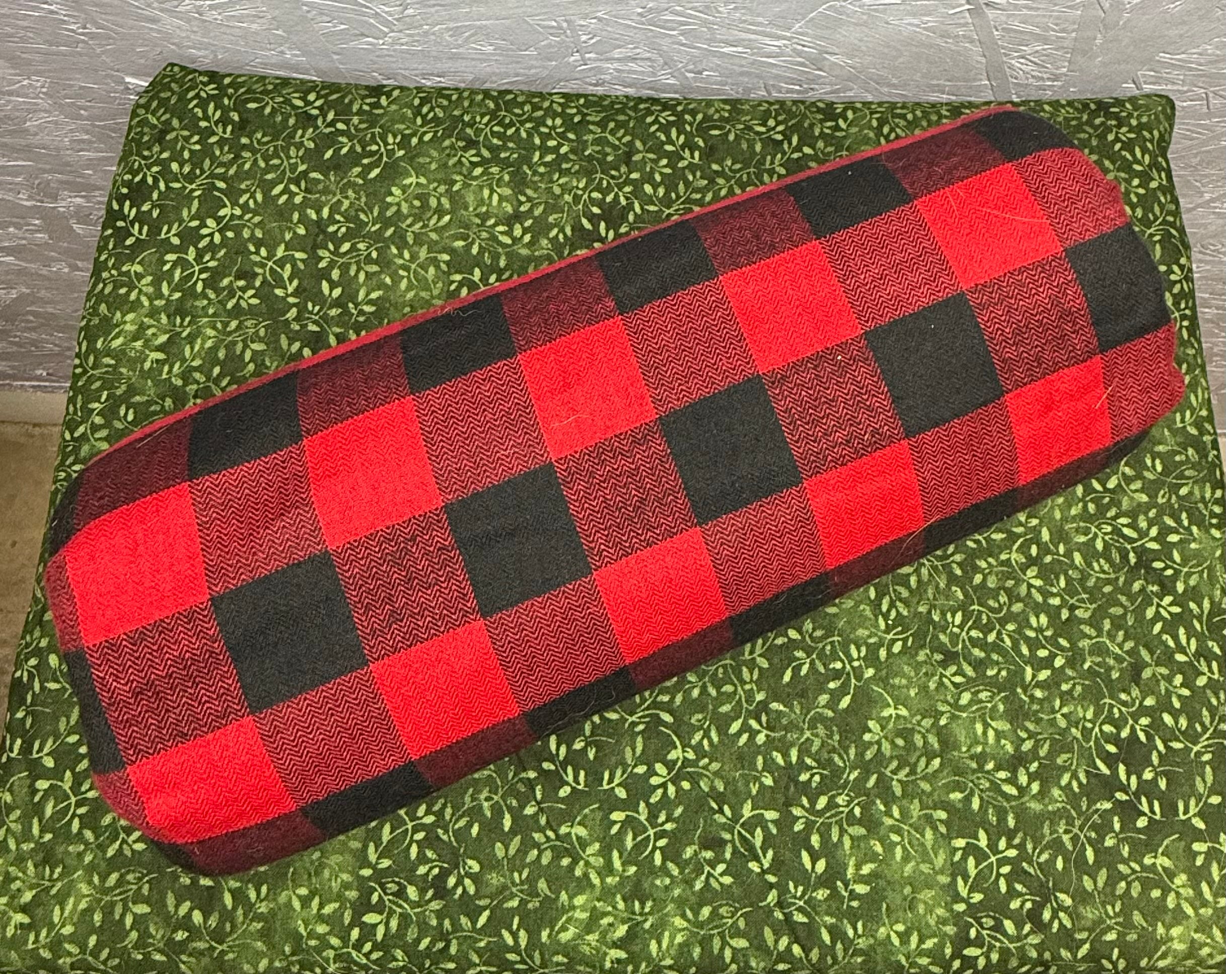 Red and Black Plaid Beaver Lined Muff - Small