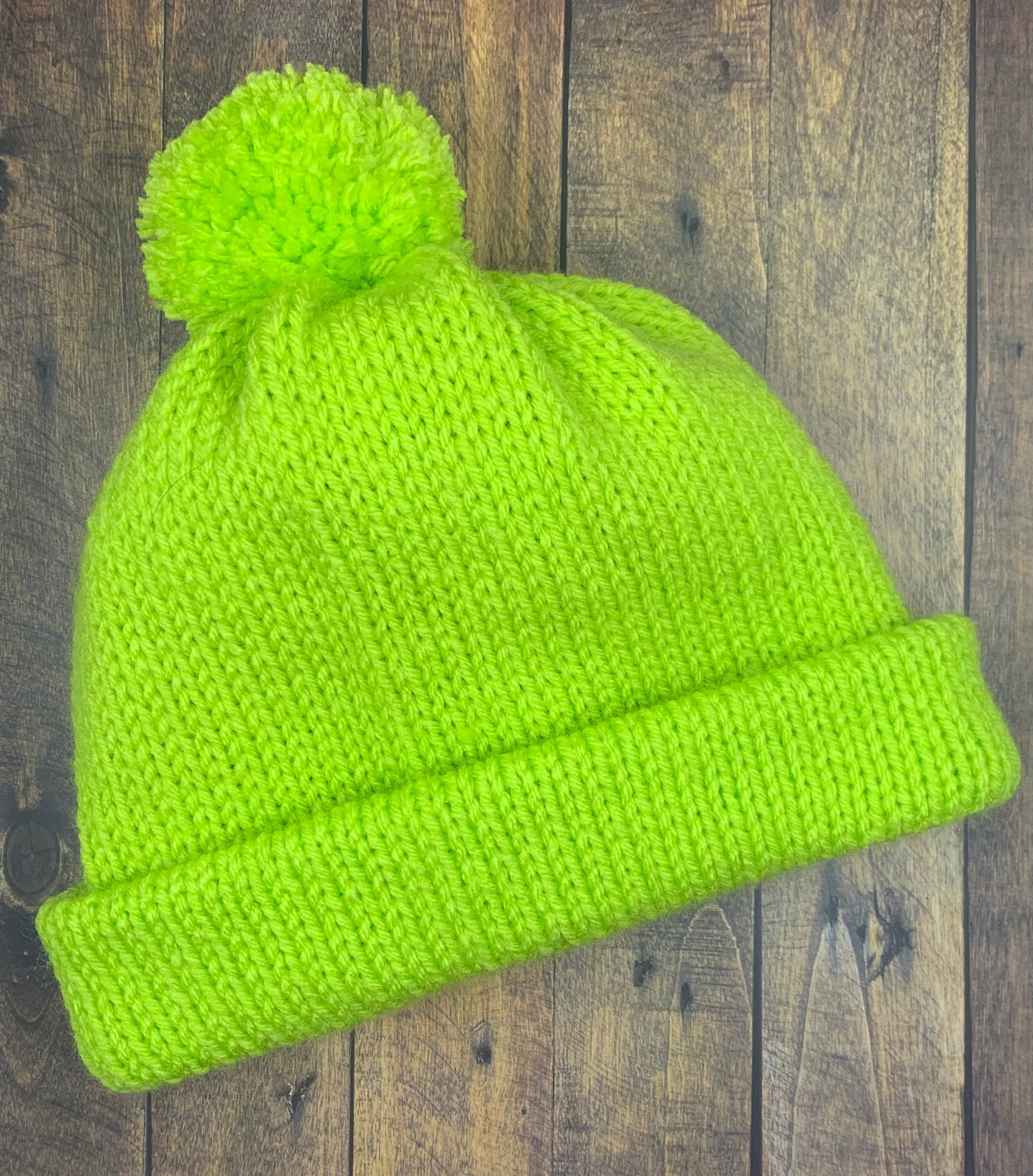 Green and Bright Rainbow Knit Hat