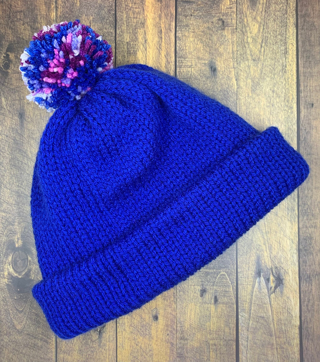 Blue and Purple Knit Hat