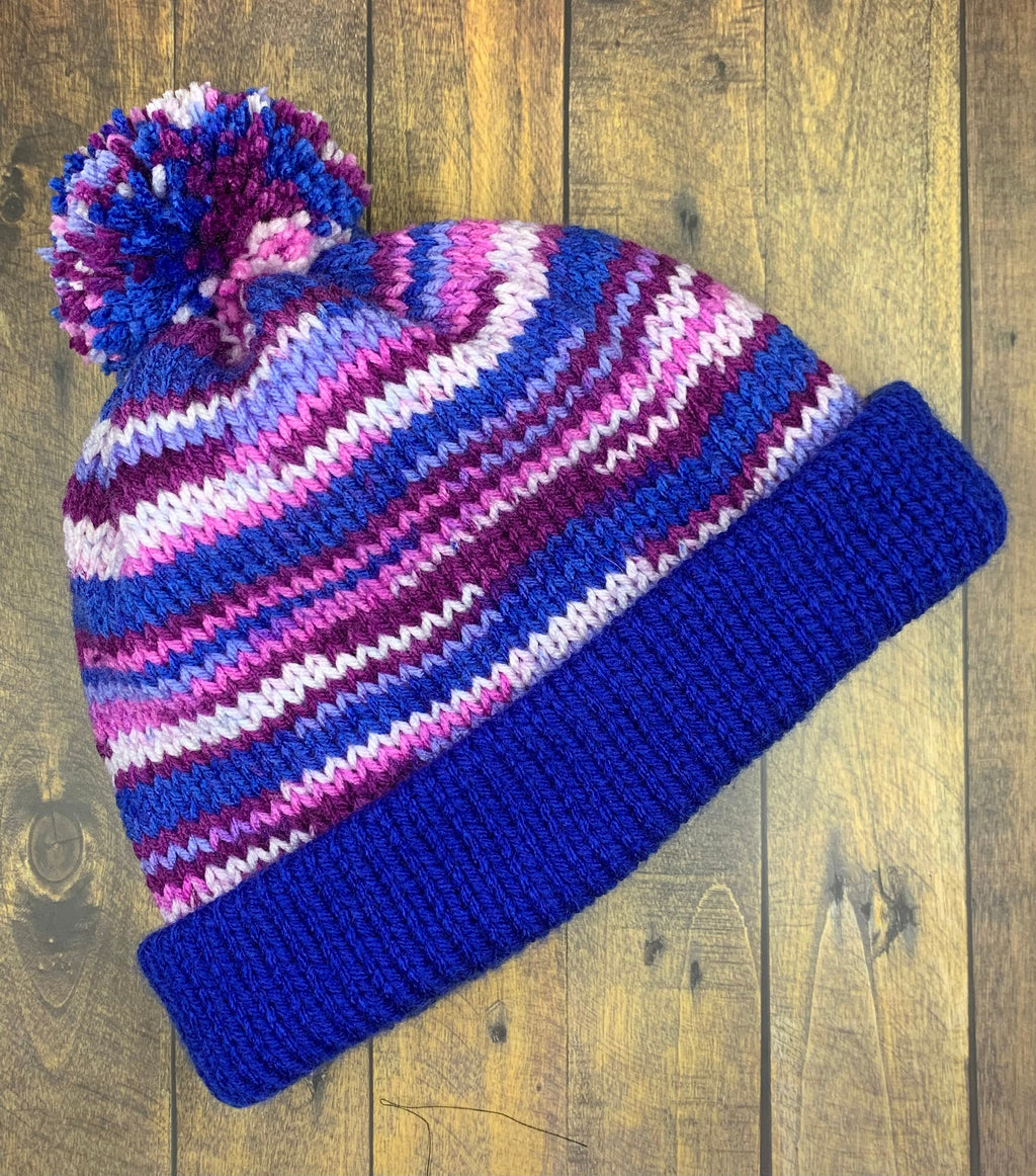 Blue and Purple Knit Hat