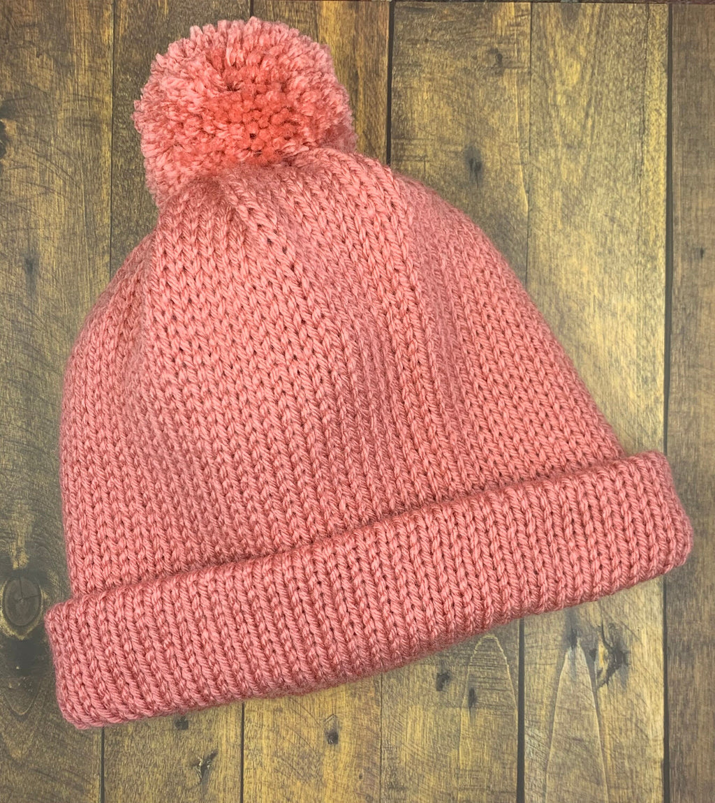 Pink and Bright Rainbow Knit Hat