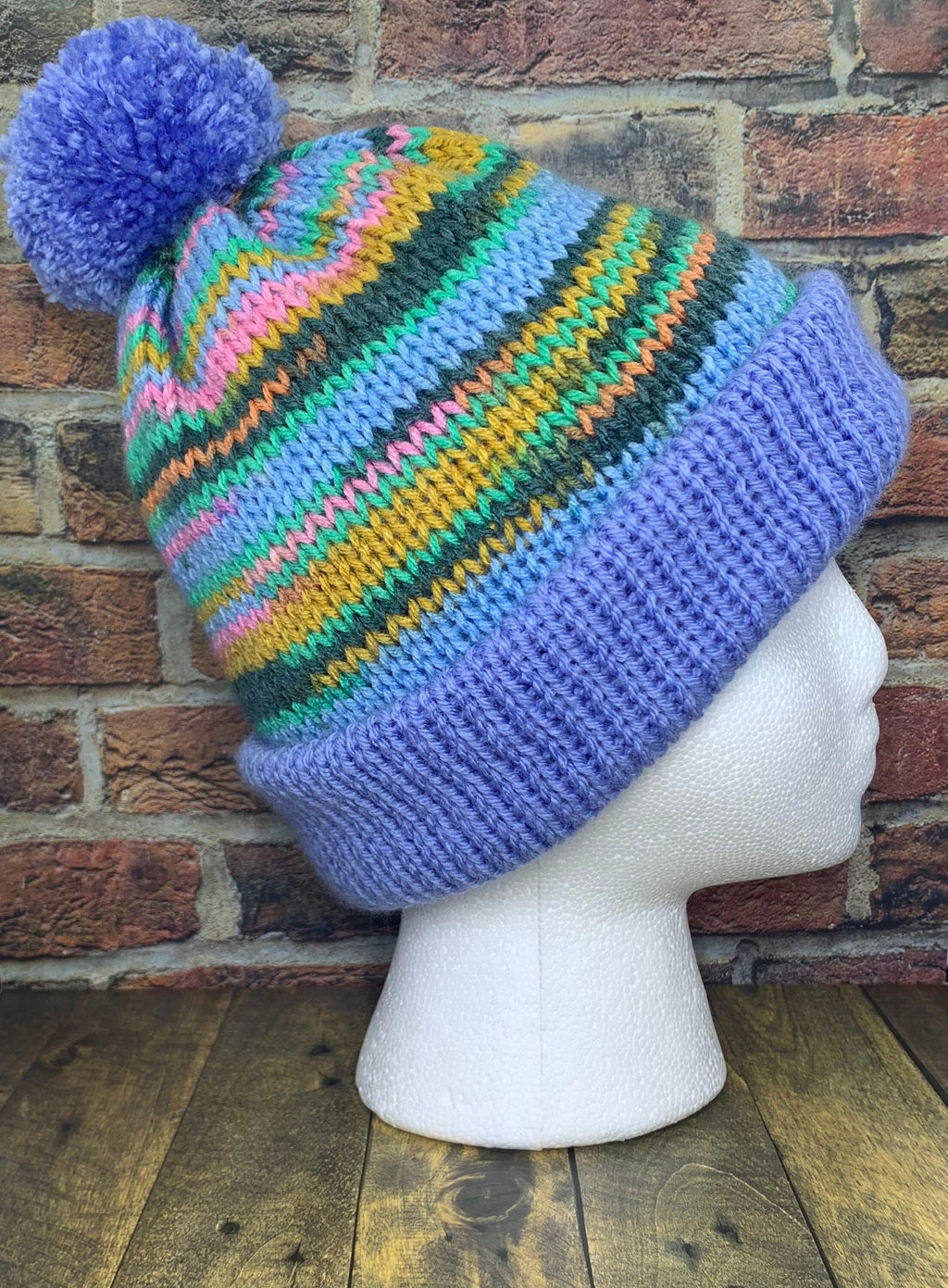 Blue and Wildflower Knit Hat