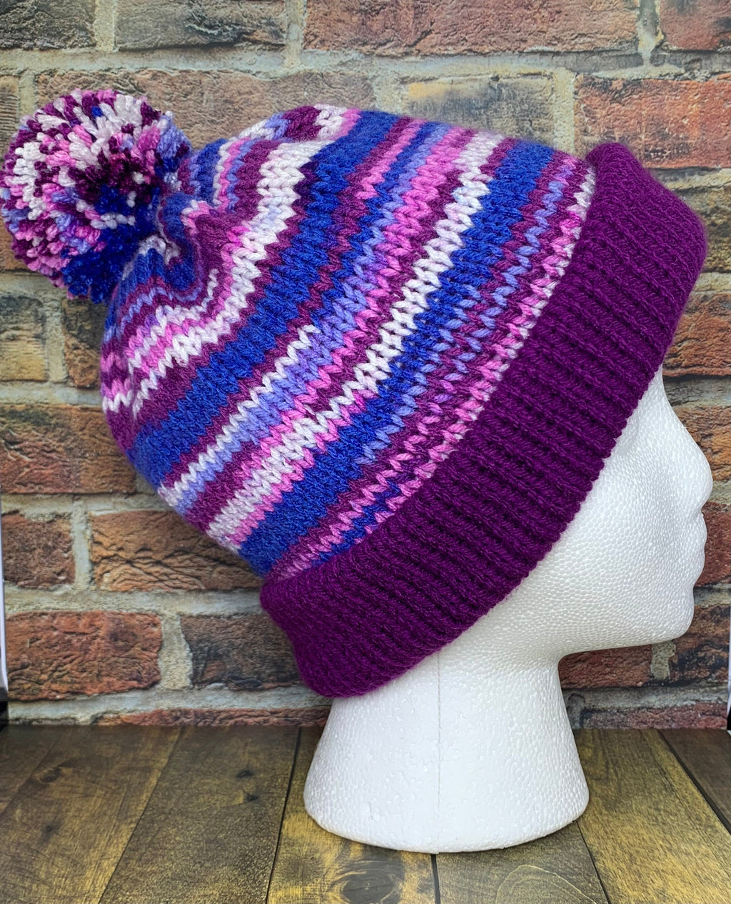 Purple and Blue Knit Hat