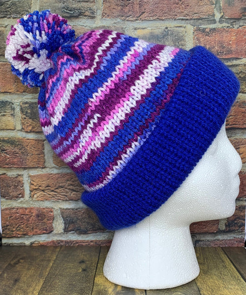 Blue and Purple Knit Hat