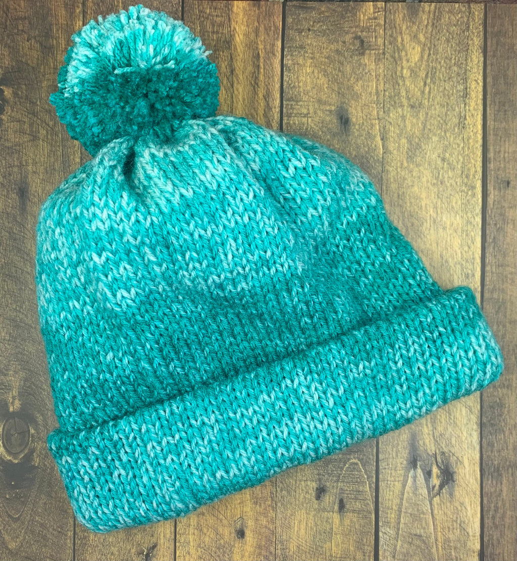 Teal Ombre Knit Hat