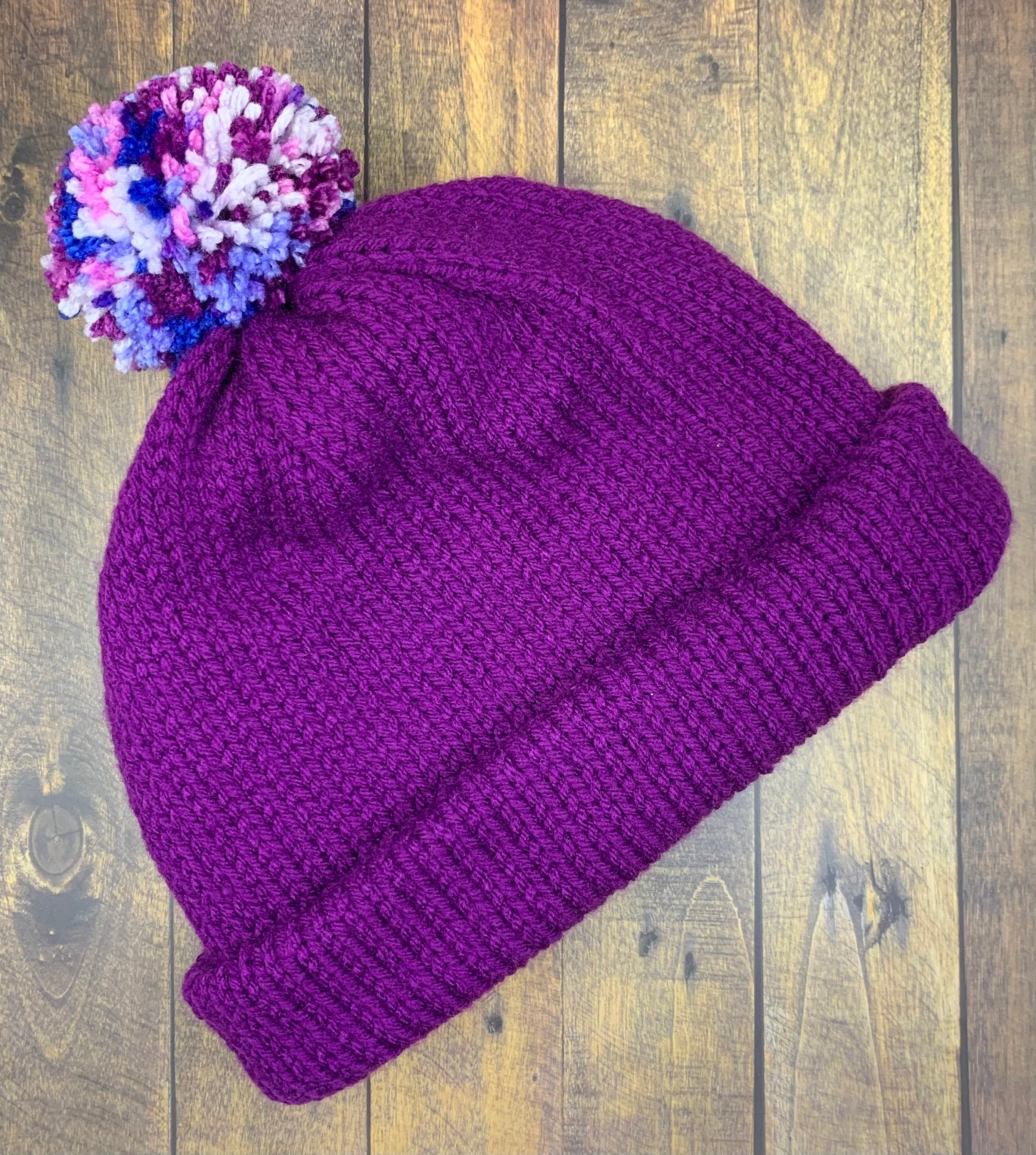 Purple and Blue Knit Hat