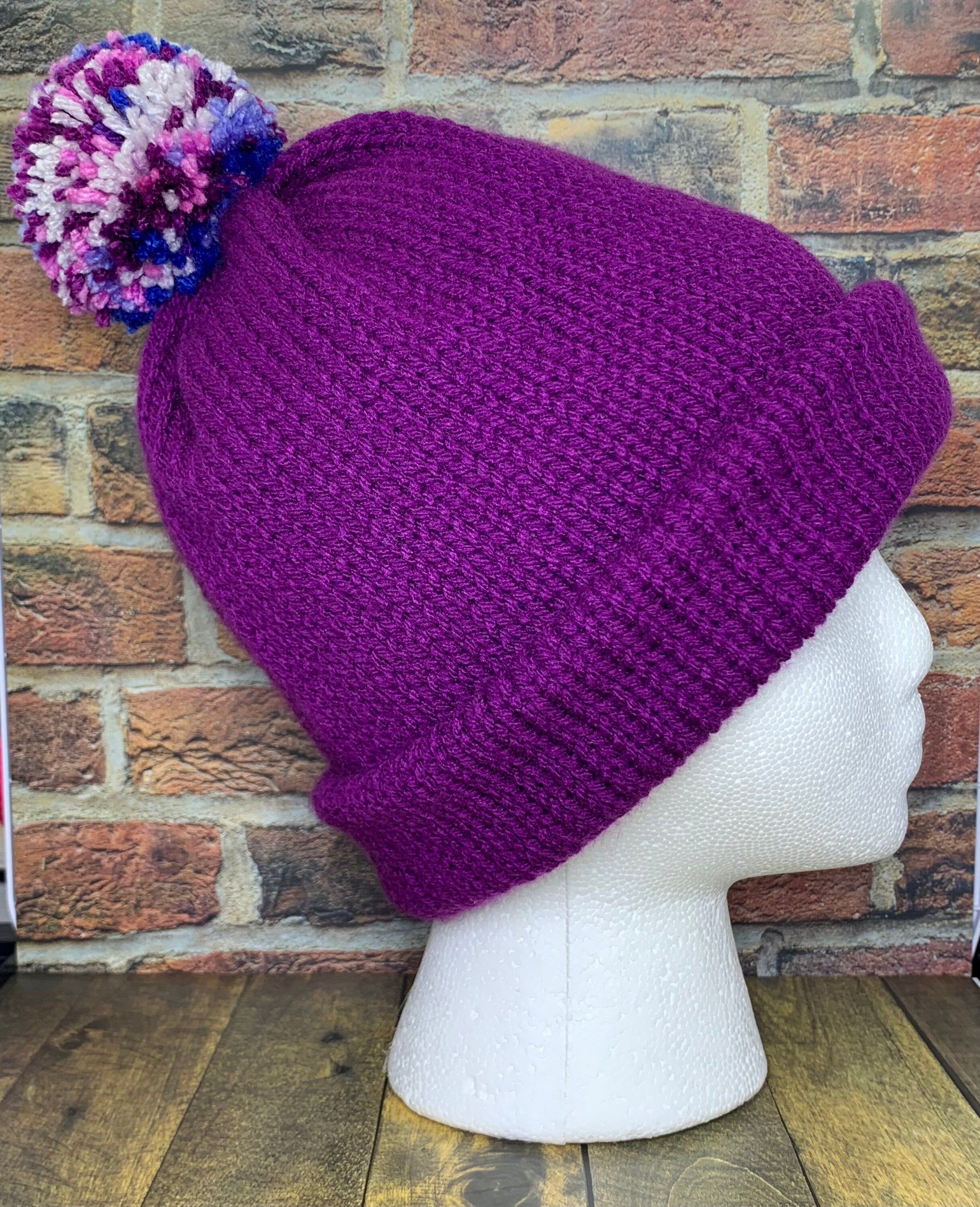 Purple and Blue Knit Hat