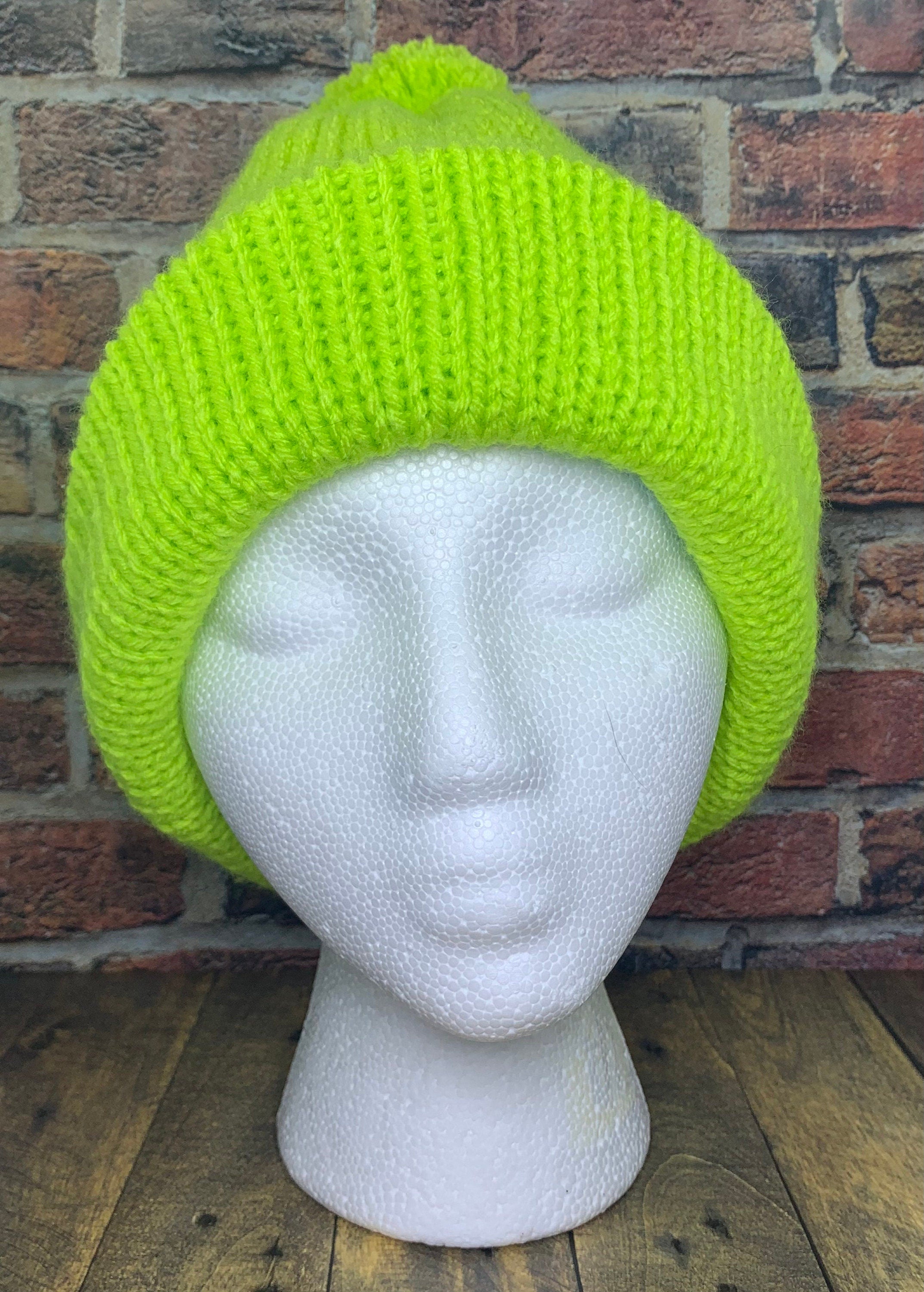 Green and Bright Rainbow Knit Hat