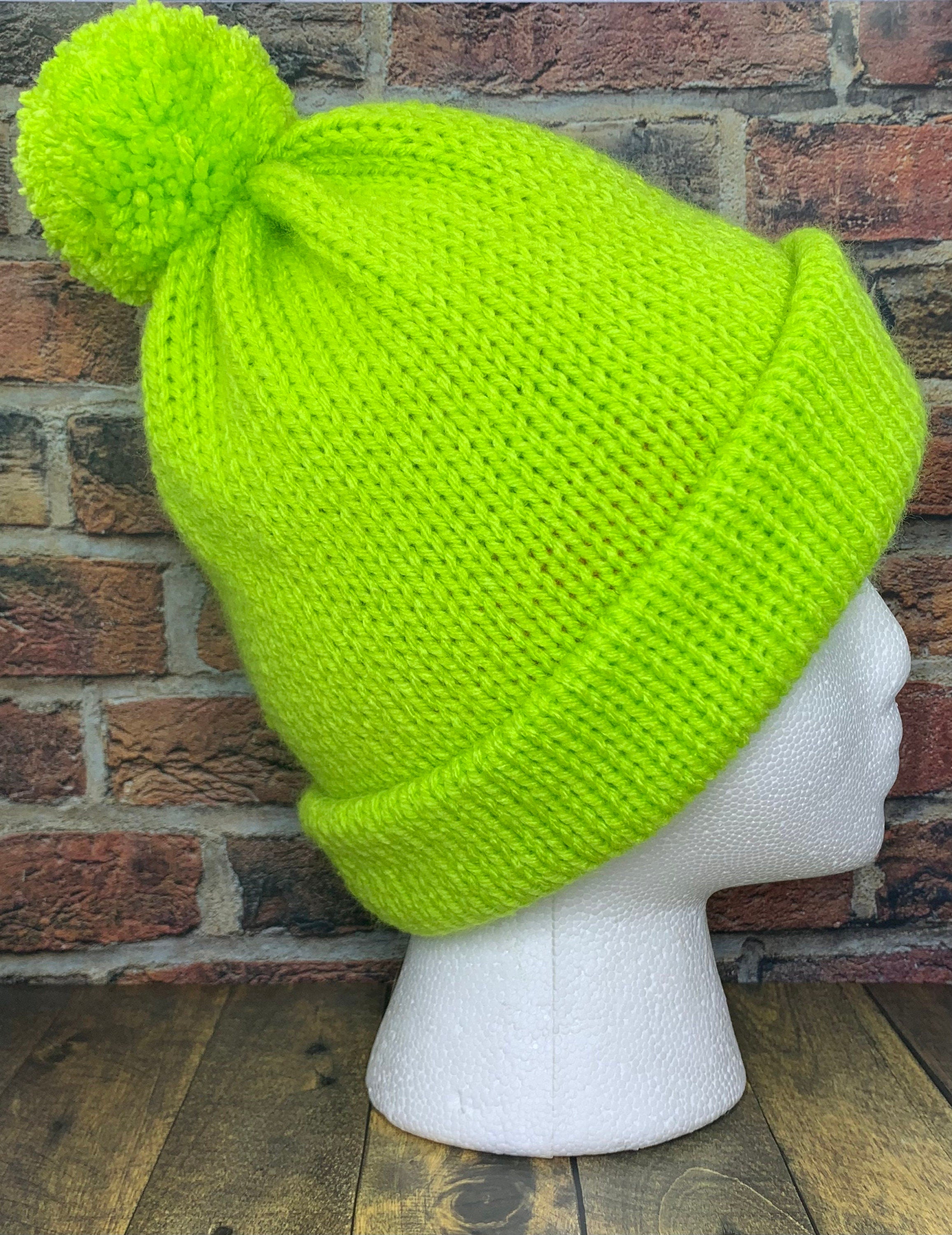 Green and Bright Rainbow Knit Hat