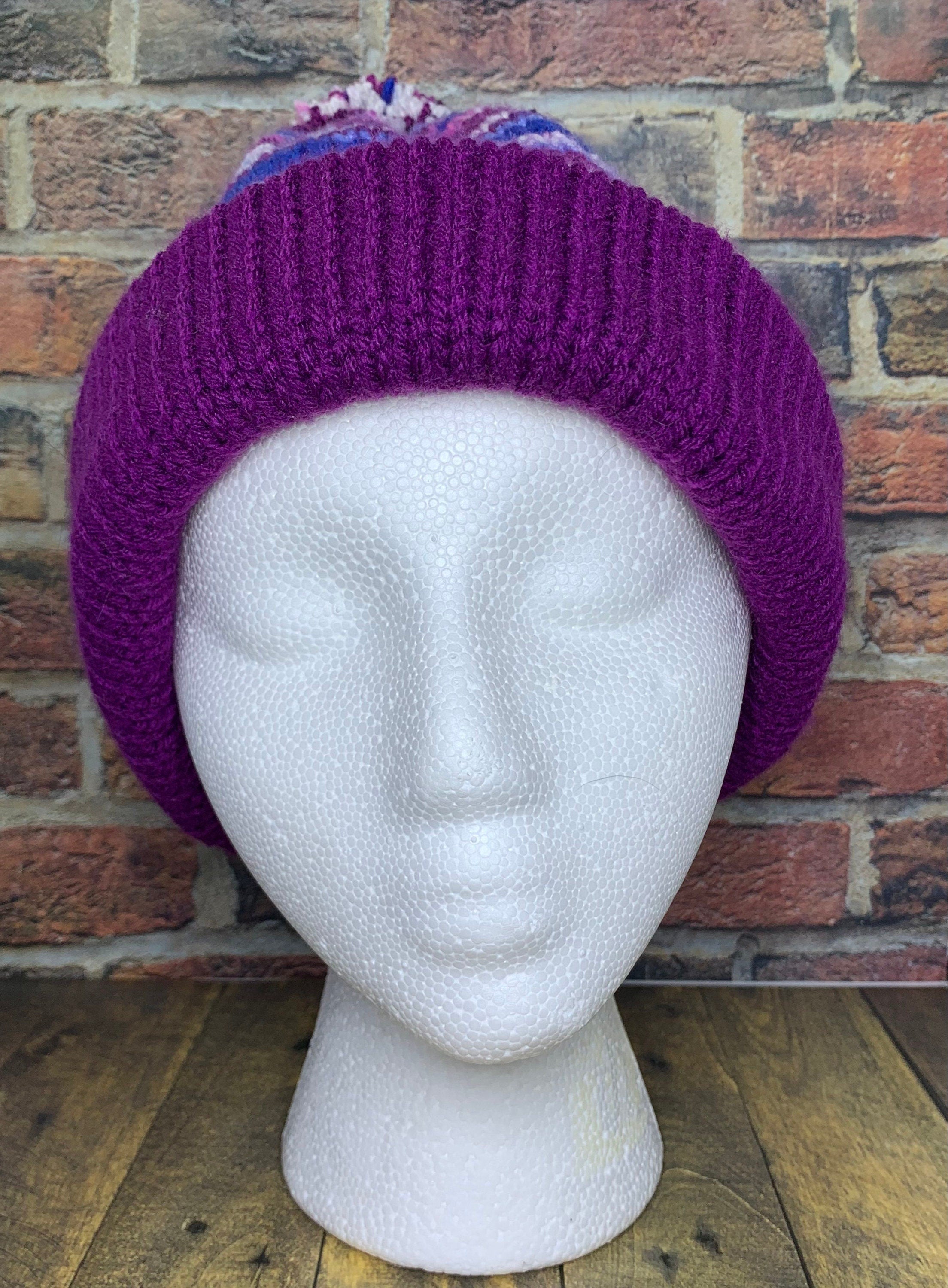 Purple and Blue Knit Hat