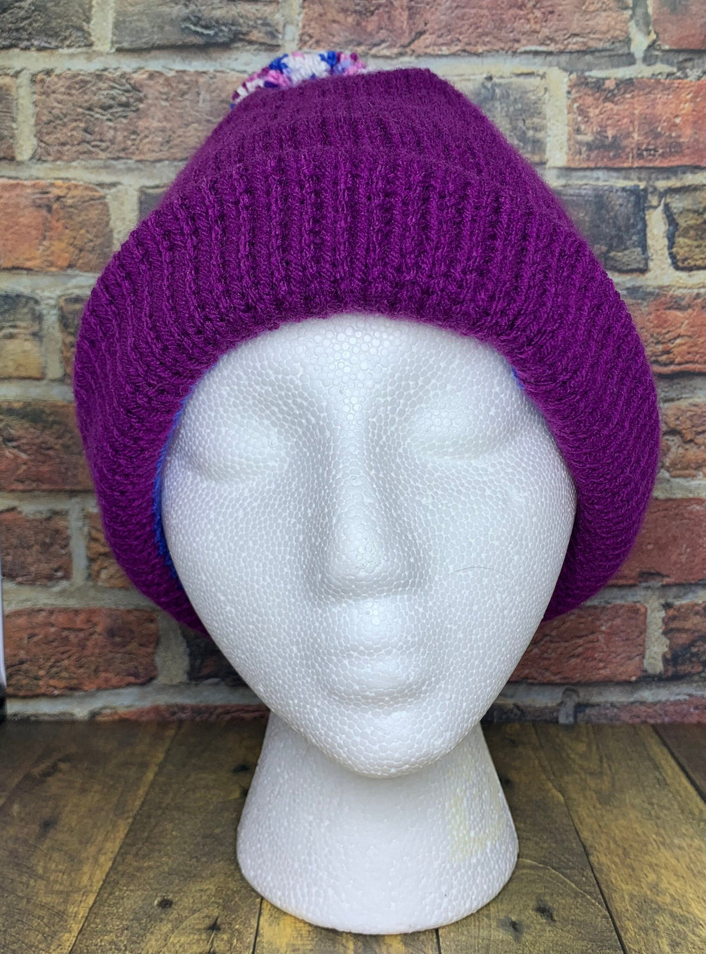 Purple and Blue Knit Hat