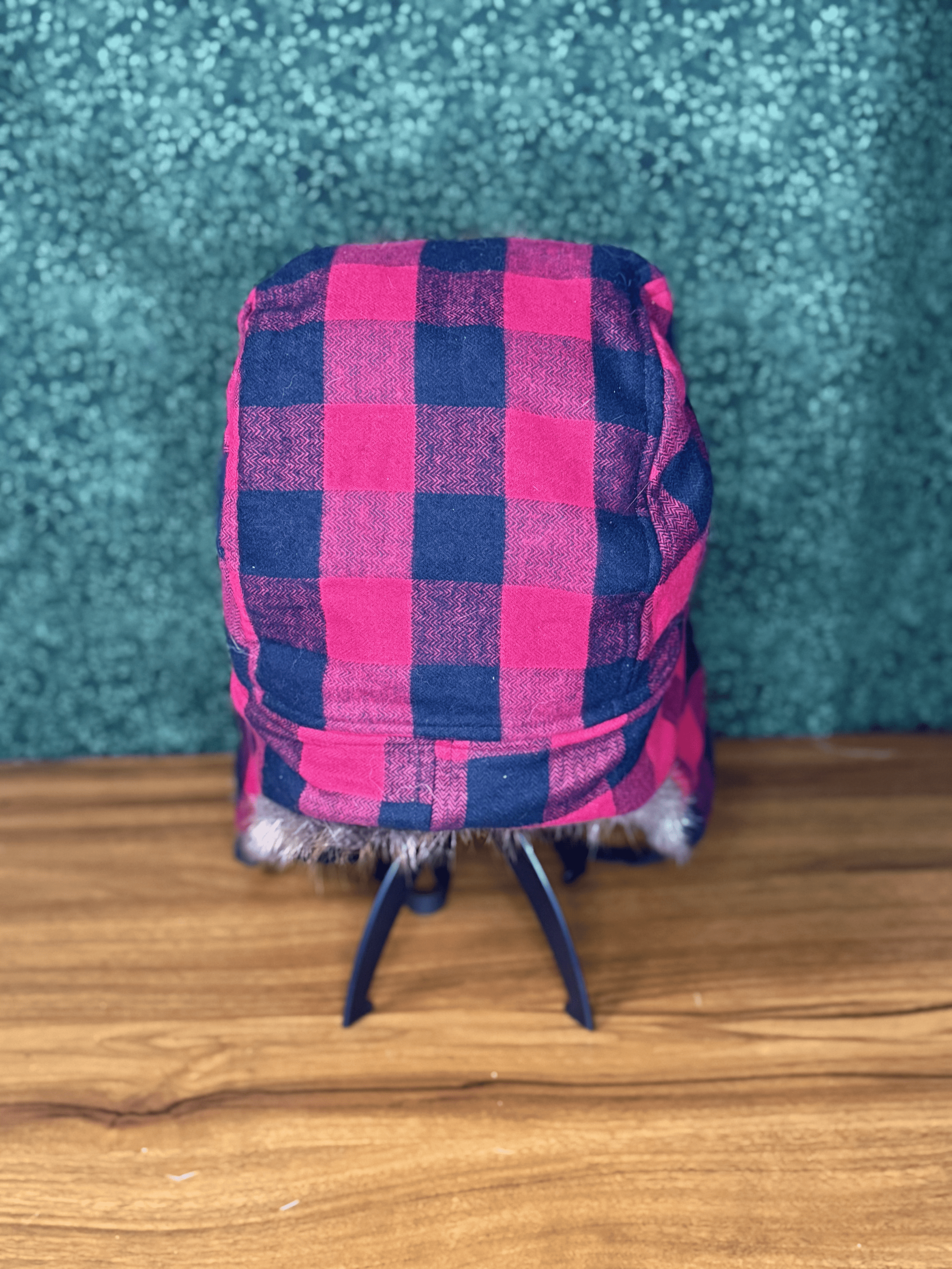 Red & Black Plaid Beaver Bomber Hat
