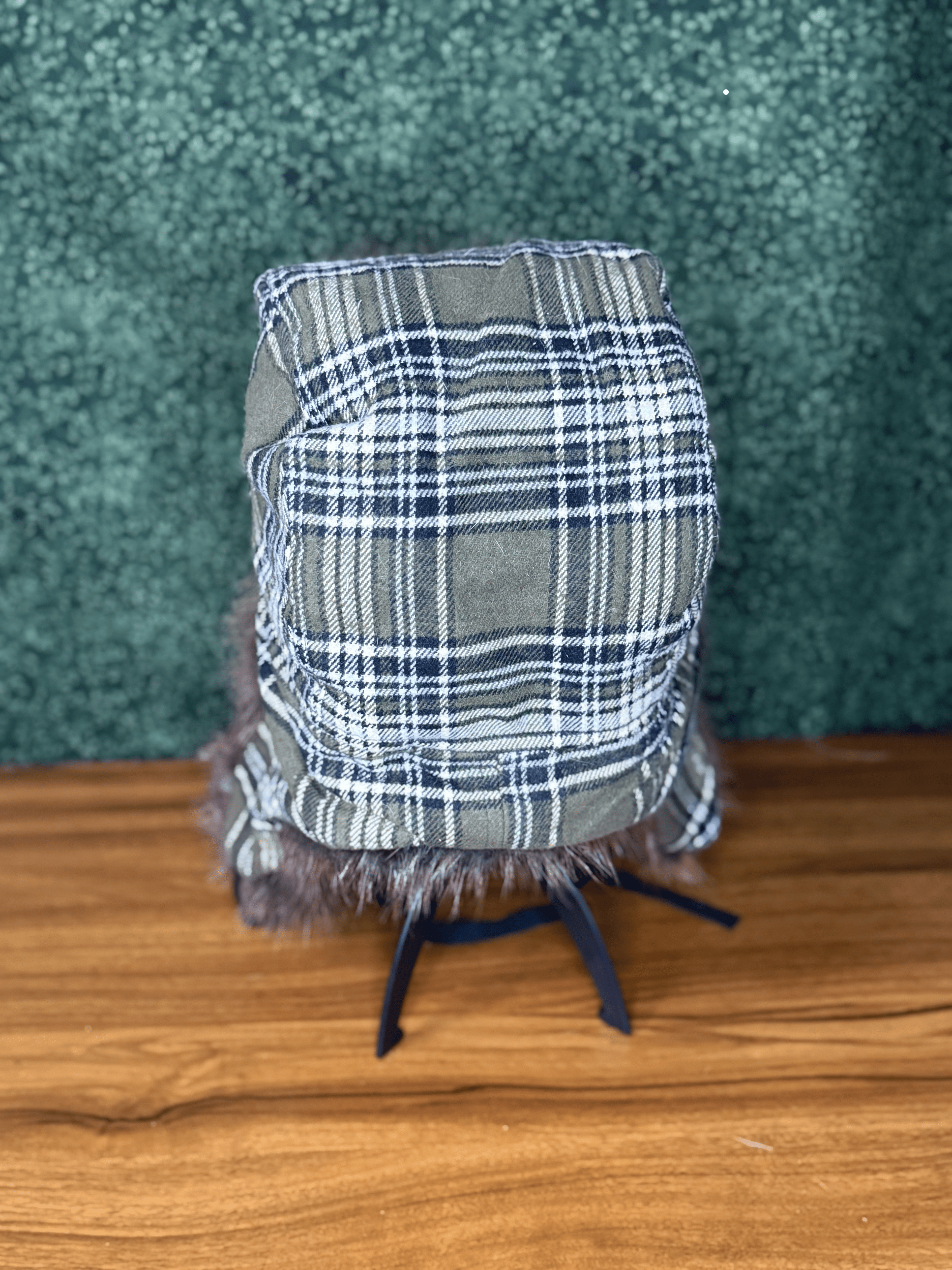 Green Plaid Beaver Bomber Hat