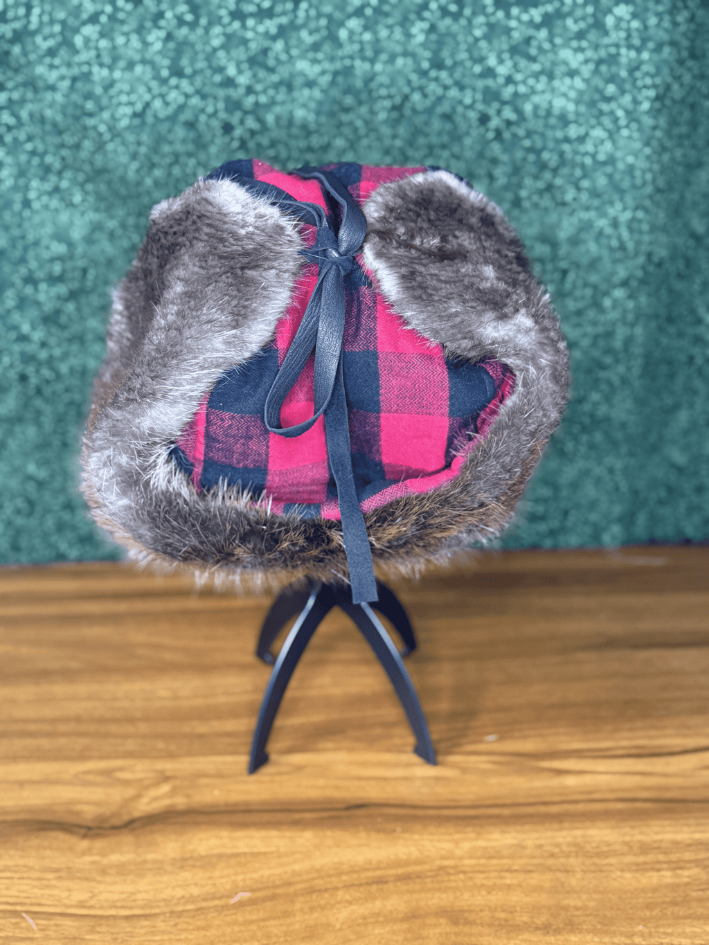 Red & Black Plaid Beaver Bomber Hat
