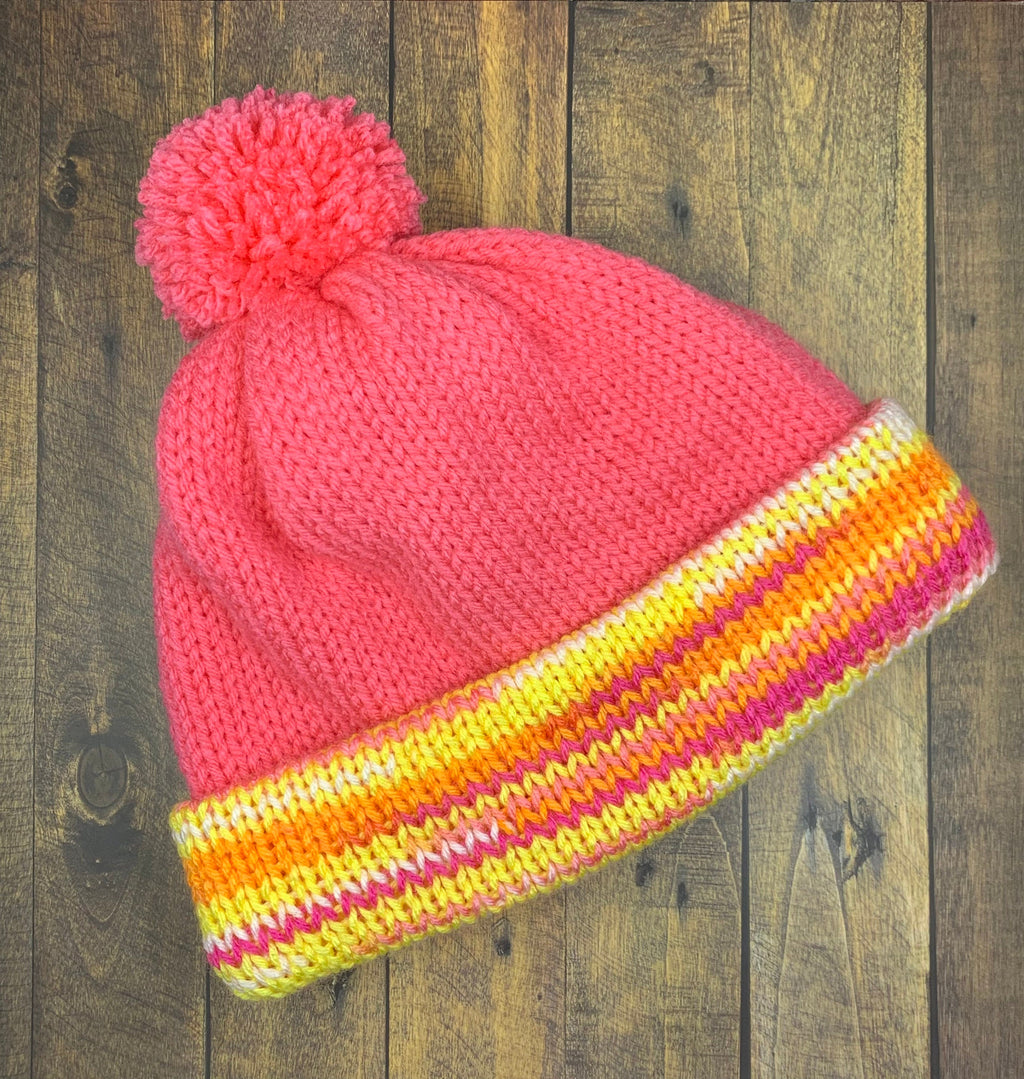 Pink and Sunset Knit Hat