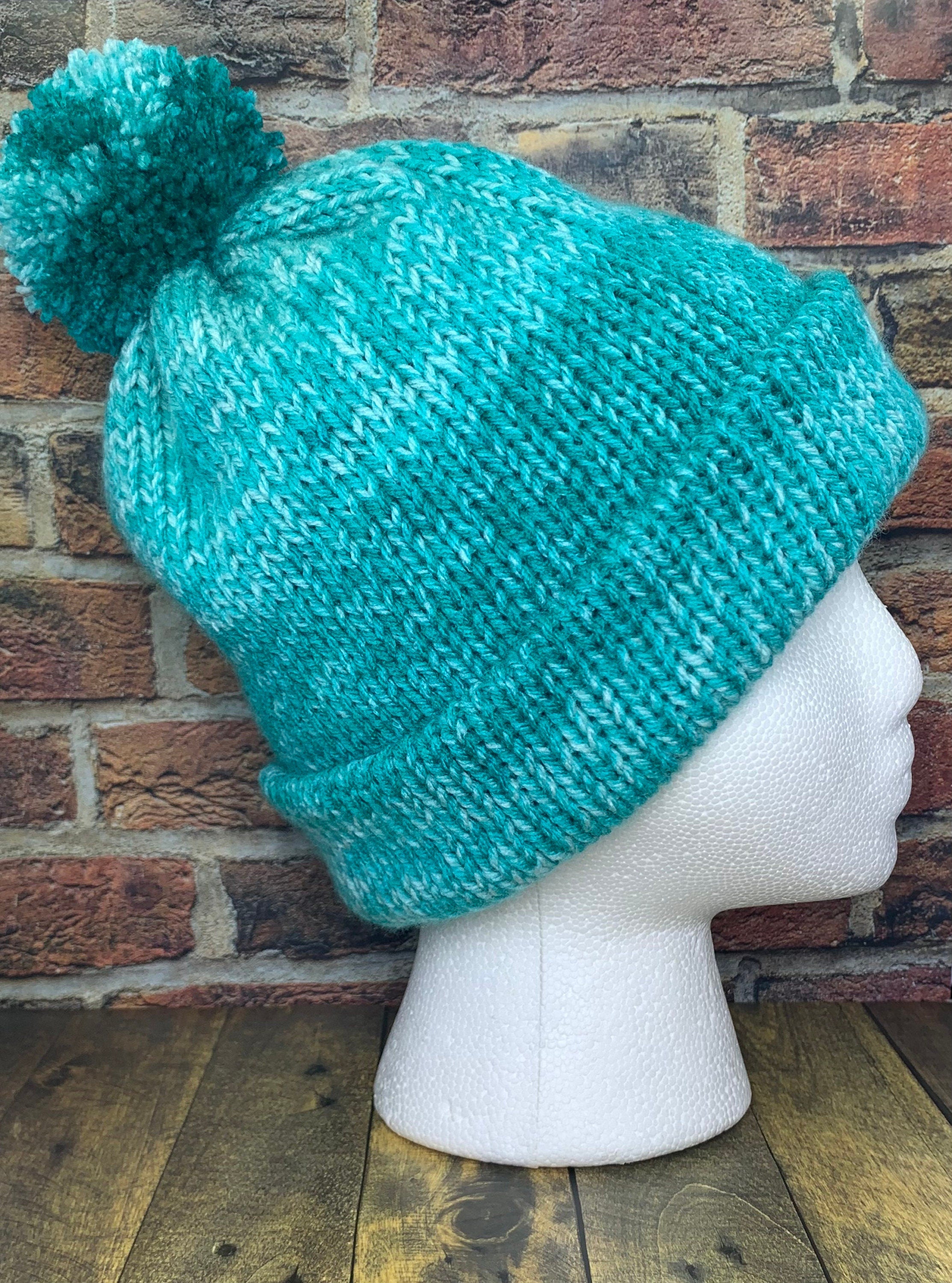Teal Ombre Knit Hat