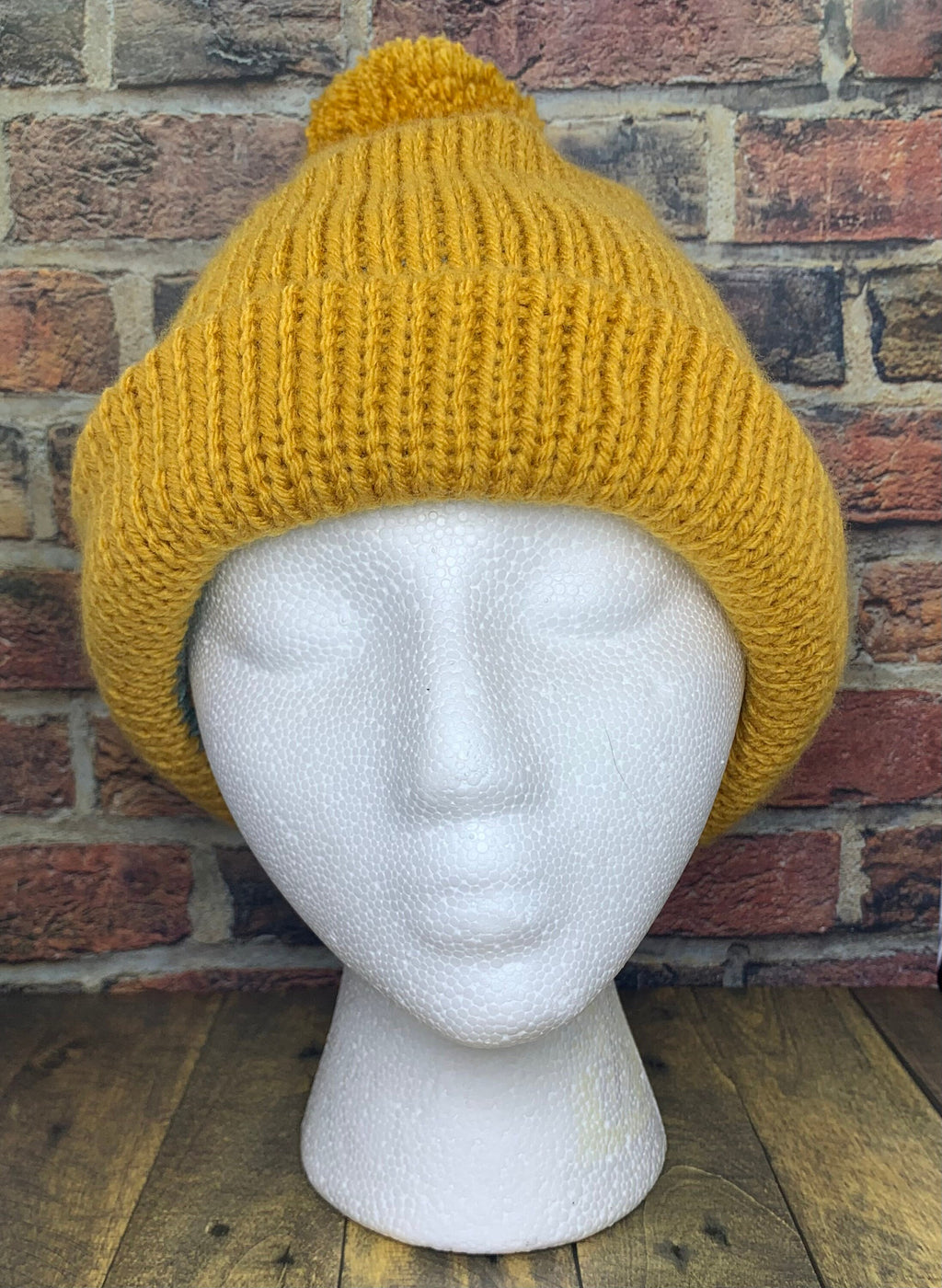 Mustard Yellow and Wildflower Knit Hat