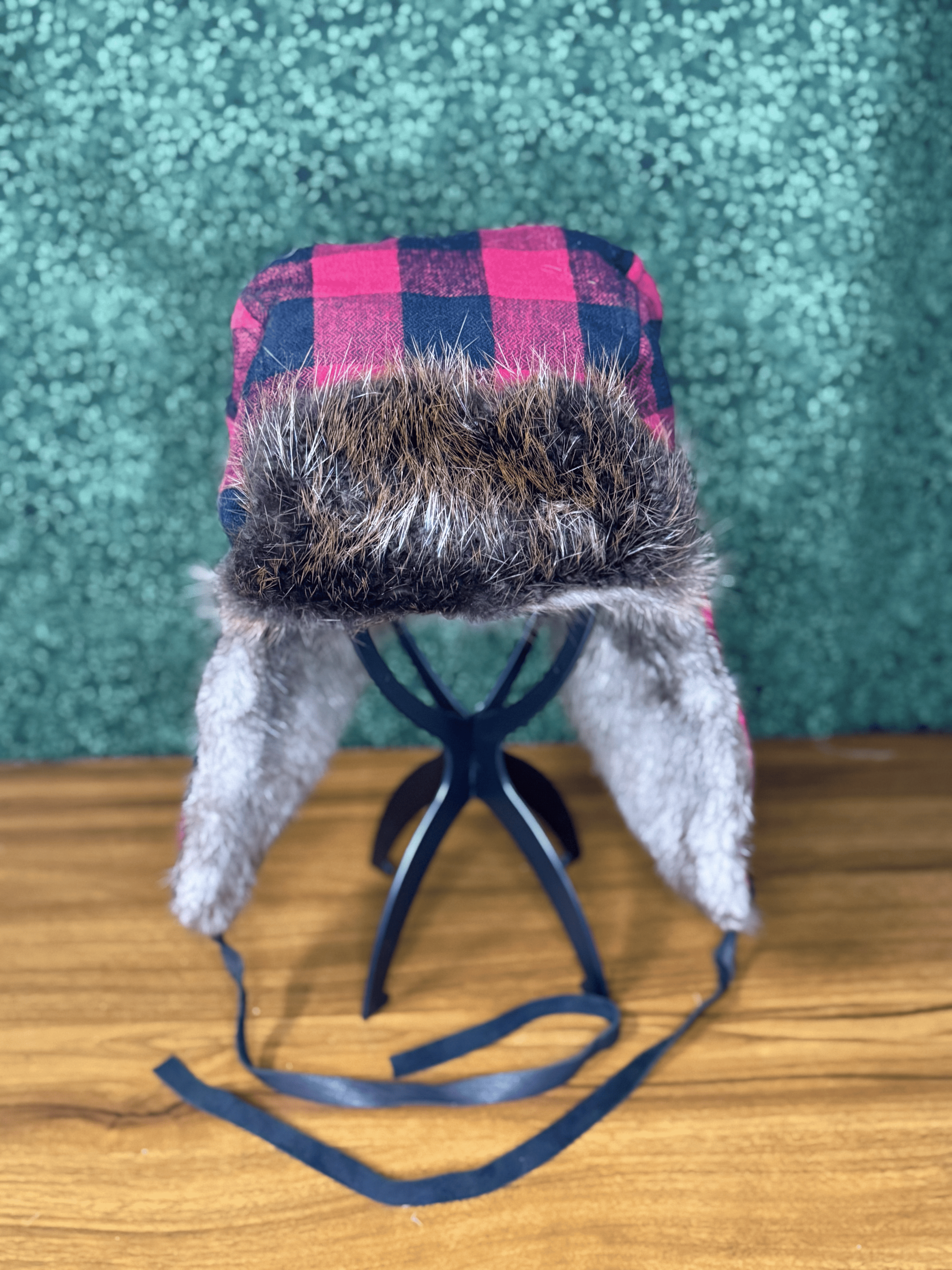 Red & Black Plaid Beaver Bomber Hat