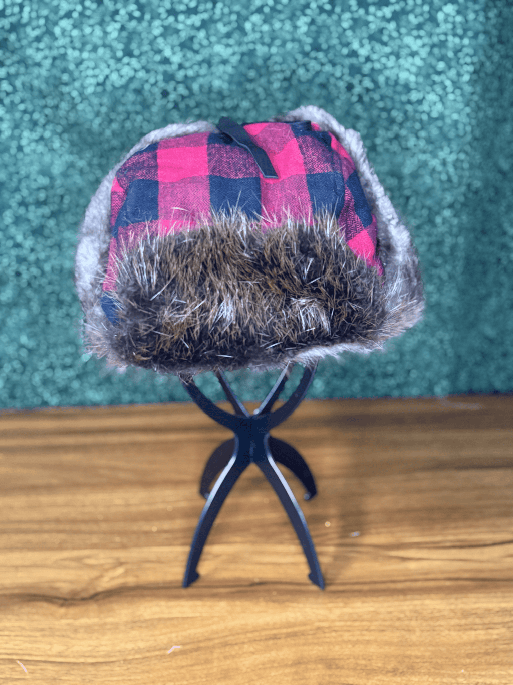 Red & Black Plaid Beaver Bomber Hat