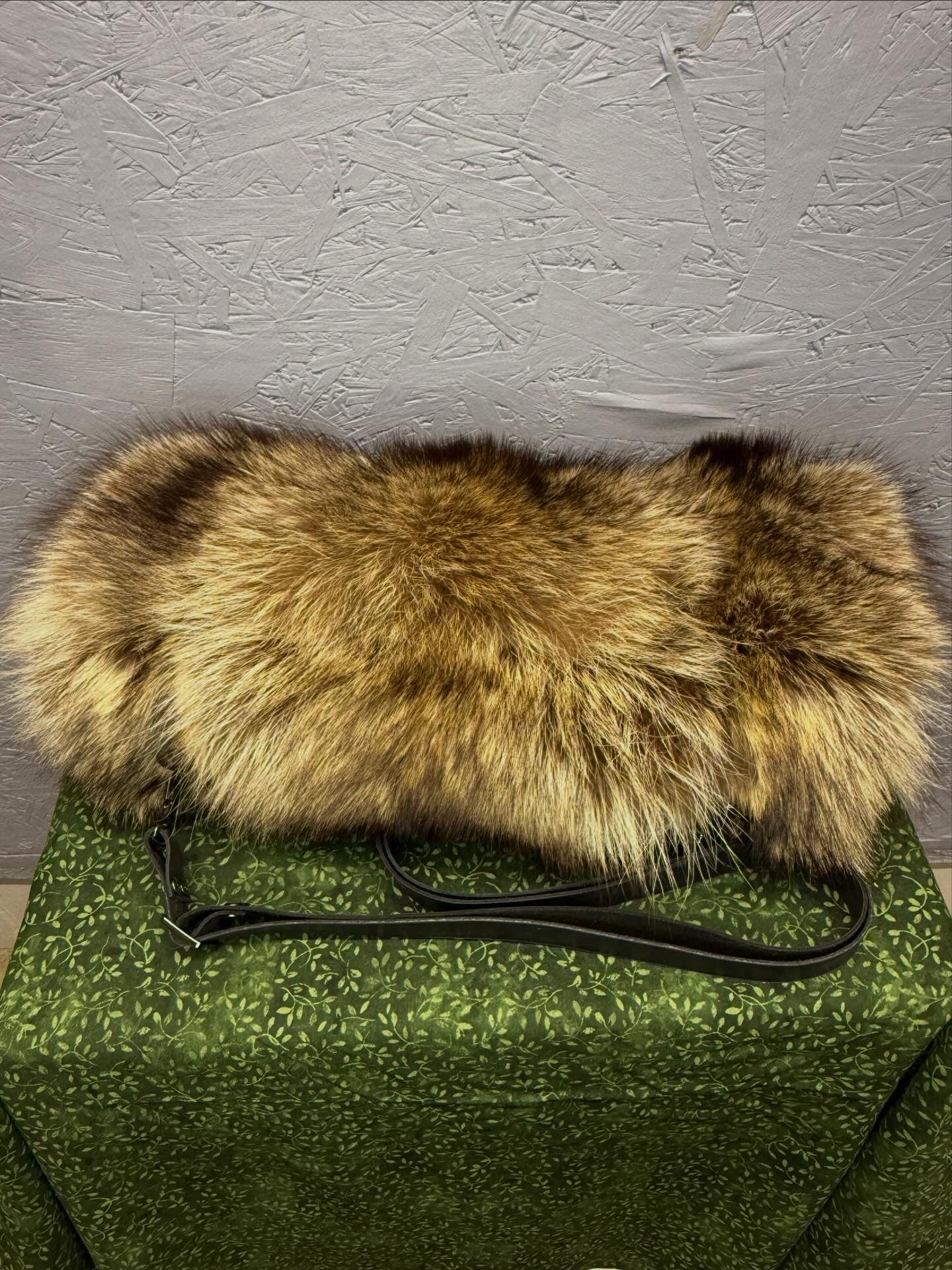 Raccoon Hand Muff with Hardware - Large