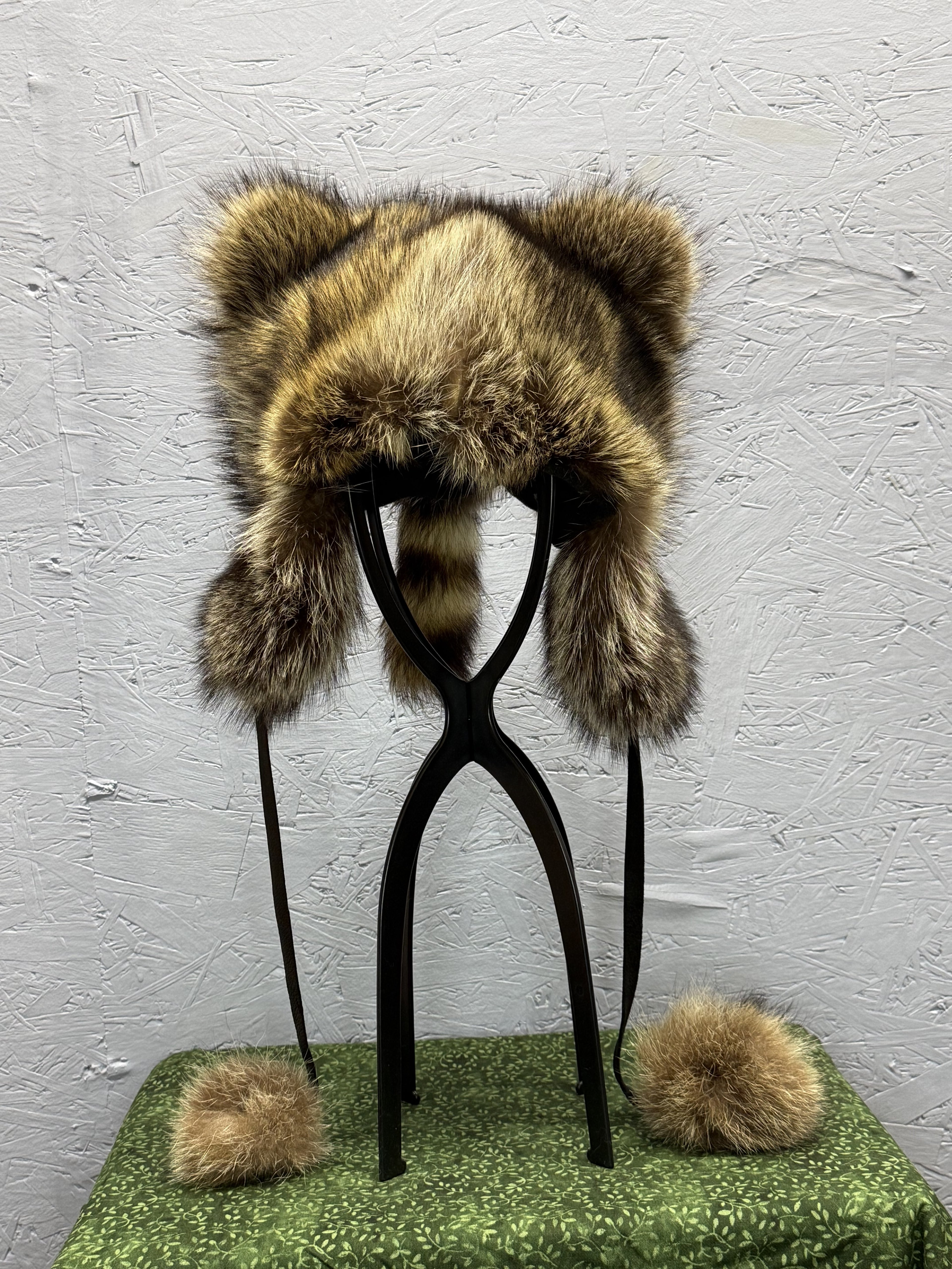 Raccoon Fur Ear Hat