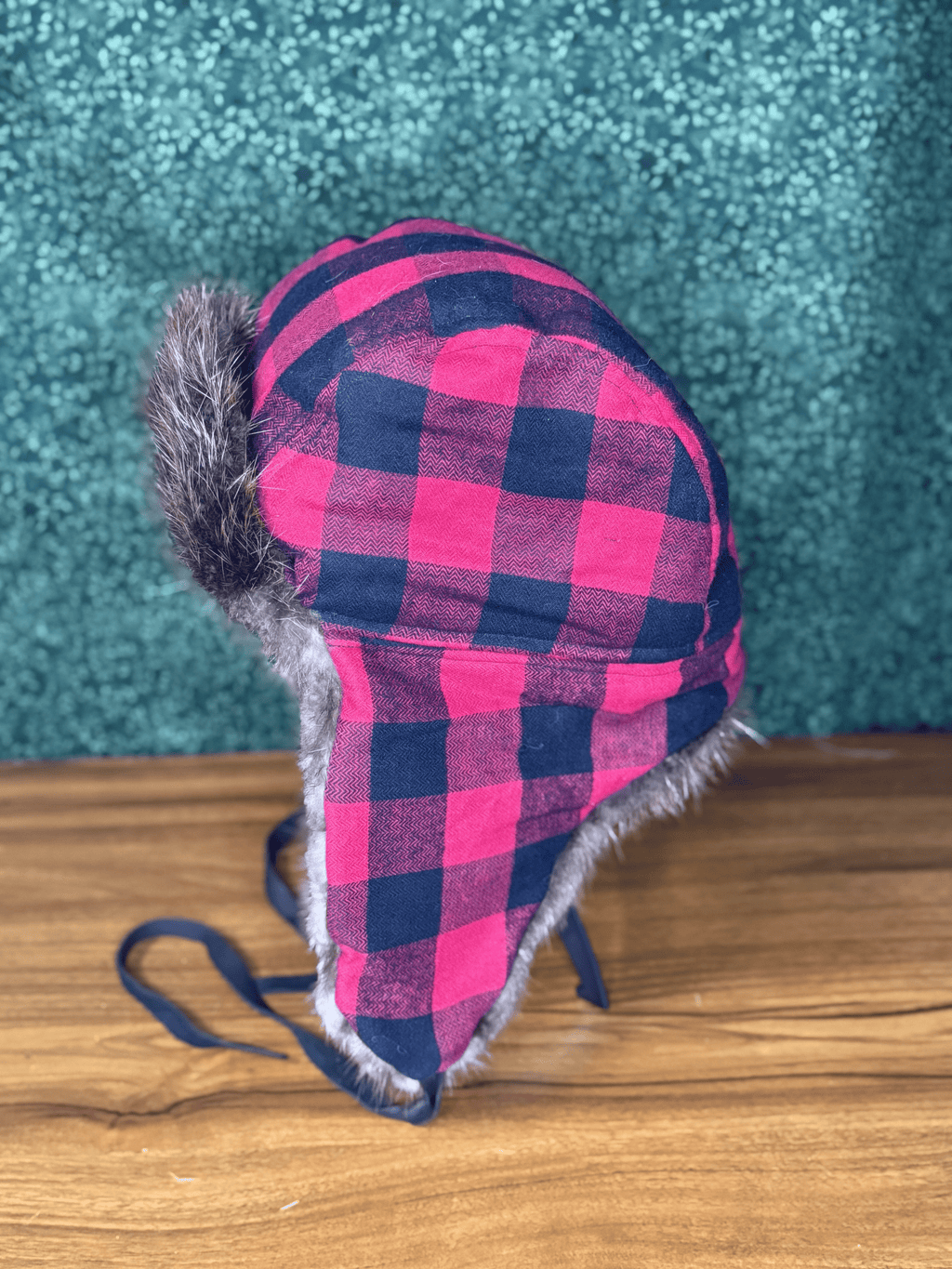 Red & Black Plaid Beaver Bomber Hat
